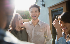 Group of friends enjoying patio